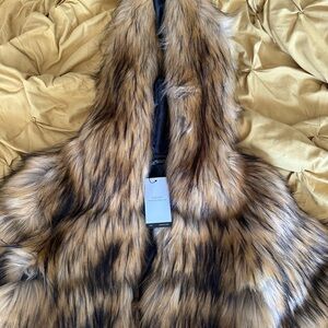 Faux Fur Vest in Brown and Black